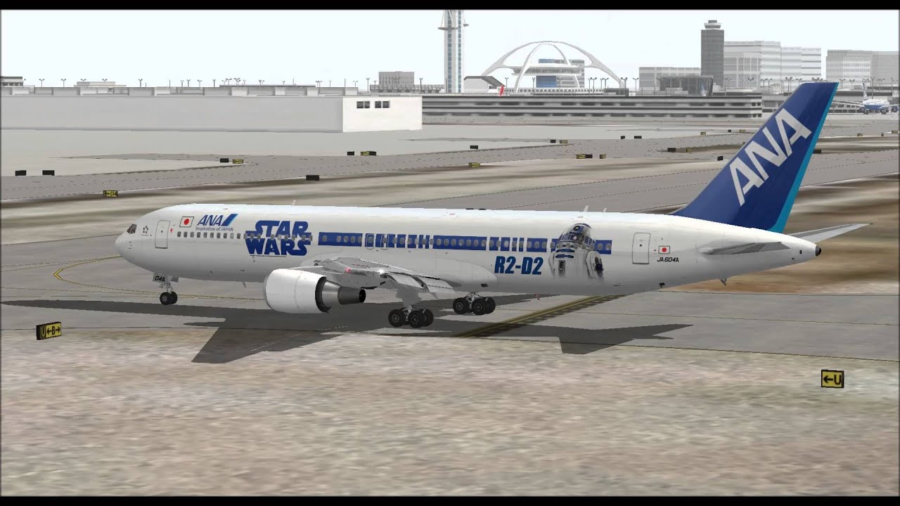 ANA ALL NIPPON AIRWAYS BOEING 767 300ER LIVERY STAR WARS LANDING AT LOS ...