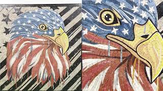 AMERICAN EAGLE with FLAG Mosaic Wall Art #misbell #antique Solid Concrete American Eagle With Flag