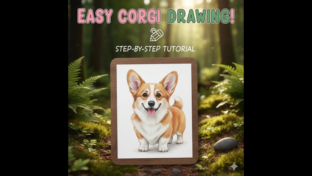 🌲 How to Draw a Cute Corgi! (Easy Art Lesson for Kids) 🐶