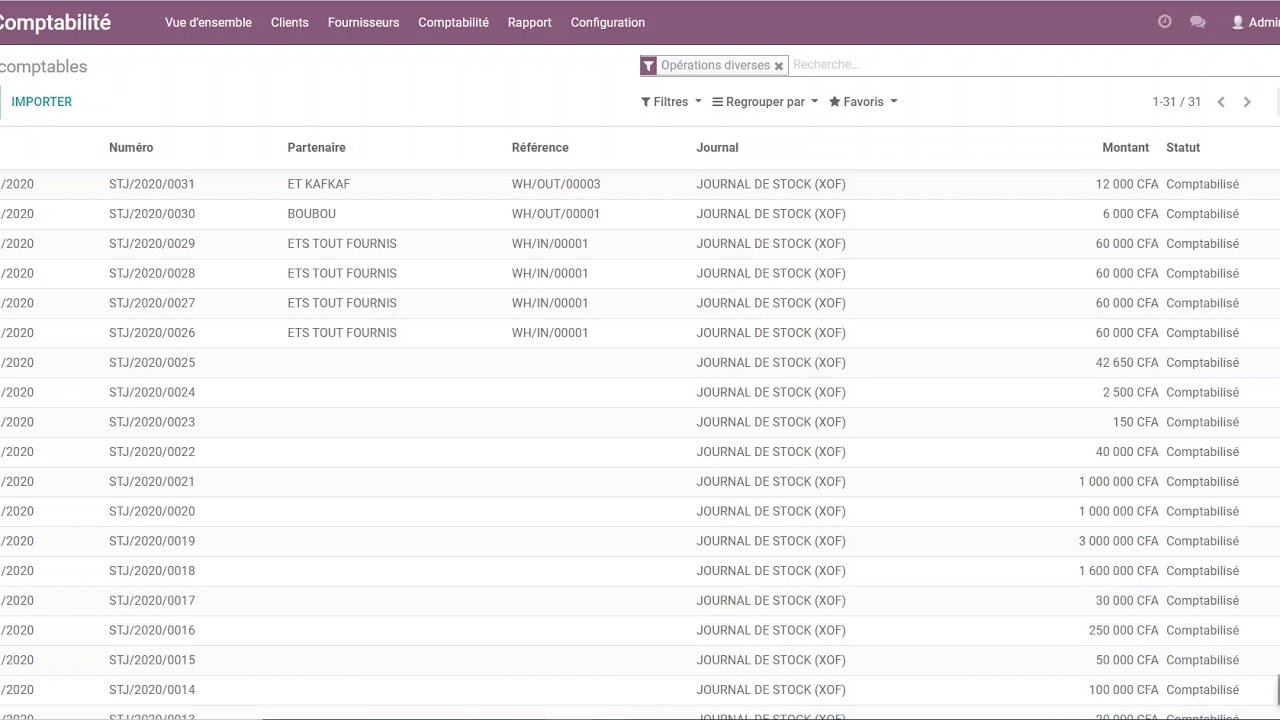 Comptabilité SYSCOHADA sur ODOO V12