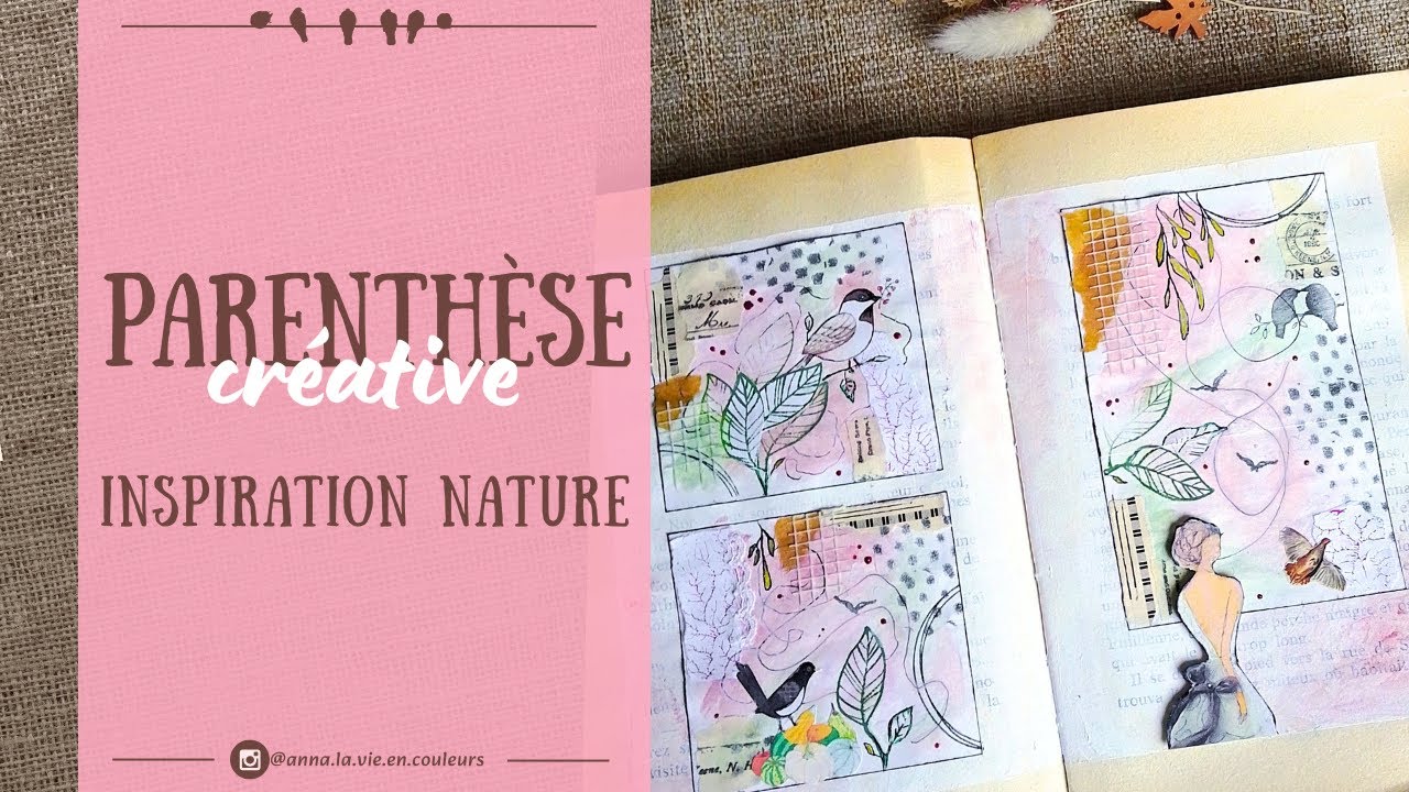 Art Journal Page - Grid Journal Collage Mixed Media (Inspiration nature)