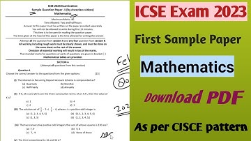 sample paper icse class 10 | maths | board Exam 2023 | Download PDF |