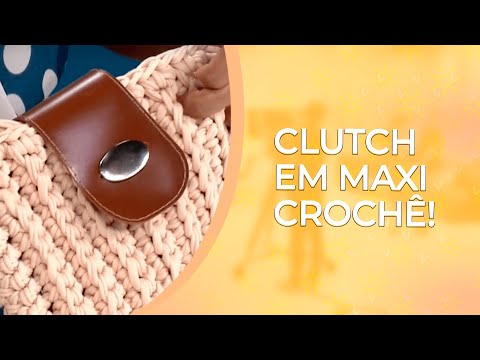 Clutch com fecho e alça de mão e fecho de couro | ARTESANATO