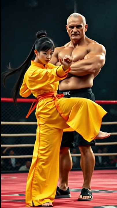 karate girl knock down 300 pounds of man #kungfu #mma #ladykungfu #fight #boxing #shorts #wwe #ufc