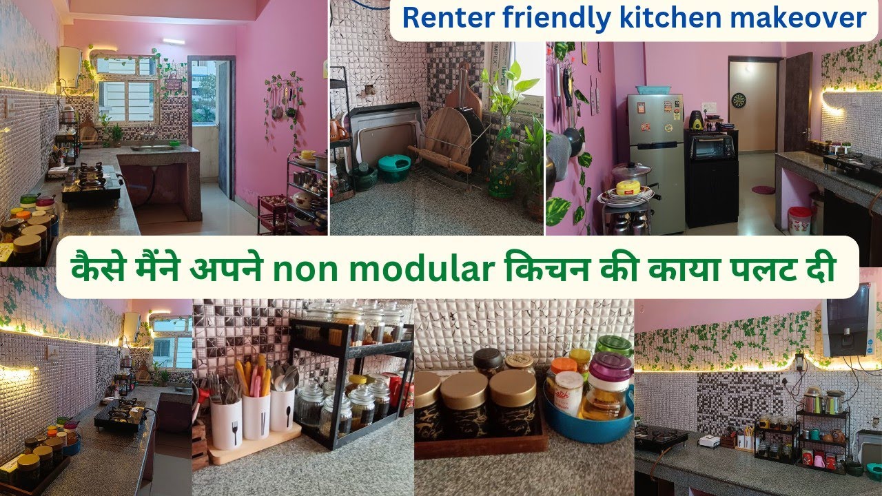 Kitchen Makeover in budget || Renter friendly || Non-modular kitchen ...