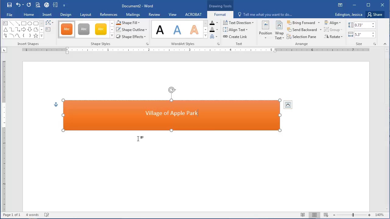 Microsoft Word 16 - Adding Text to a Shape