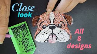 Dog diamond painting coasters kit, a close look at whats in the packet and the 8 designs