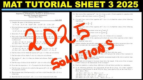 MATH TUTORIAL SHEET 3 2025