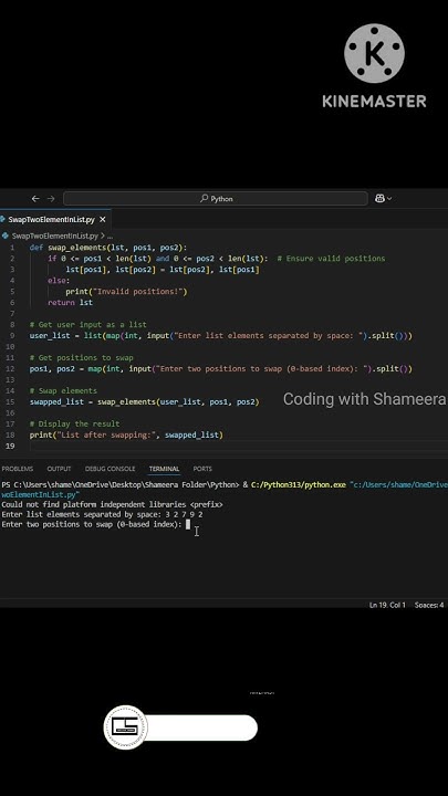 To Swap Elements in List|@CodingwithShameera1 #python - YouTube