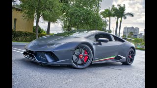 Lamborghini Huracan Performante My Favorite BLACK BEAST Start Up Sound Interior at Lamborghini Miami