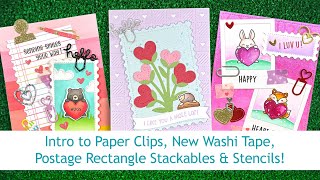Intro to Paper Clips, Postage Rectangle Stackables & Stencils + 3 cards start to finish