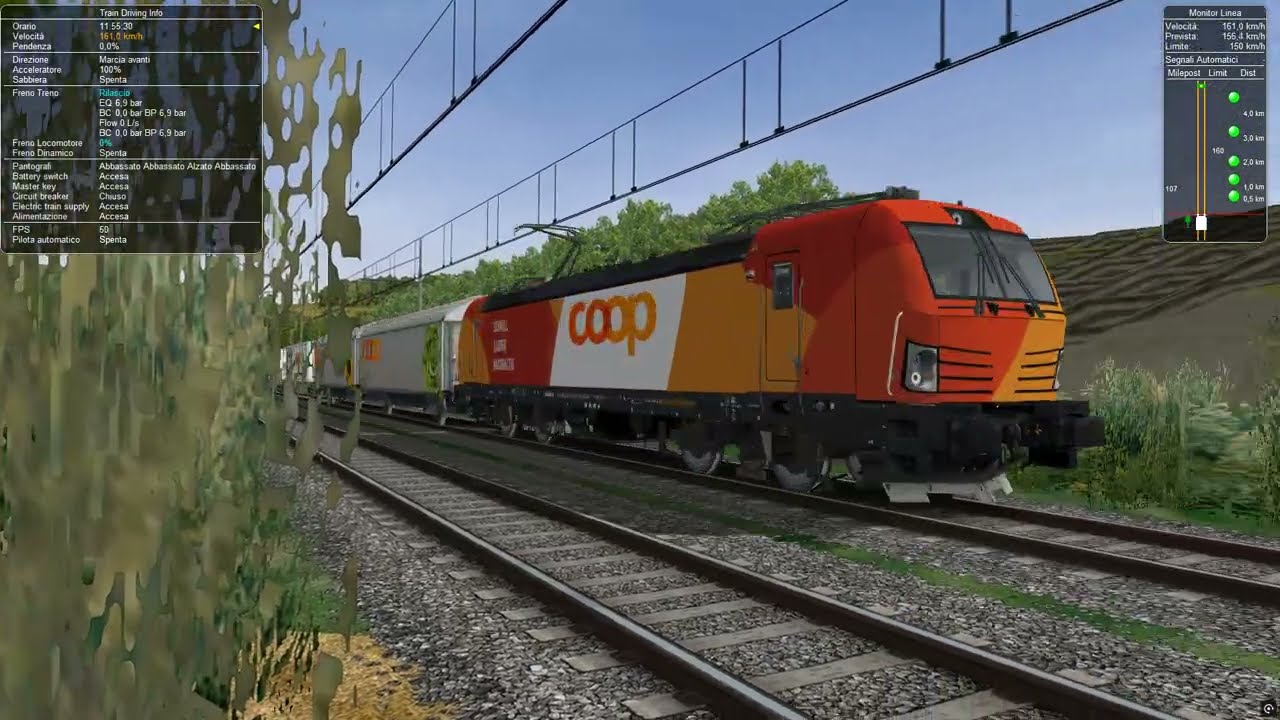 Viaggio da Bressanvido a Melzo Scalo del treno merci dei formaggi a marchio Coop con loco Coop 2Pt.