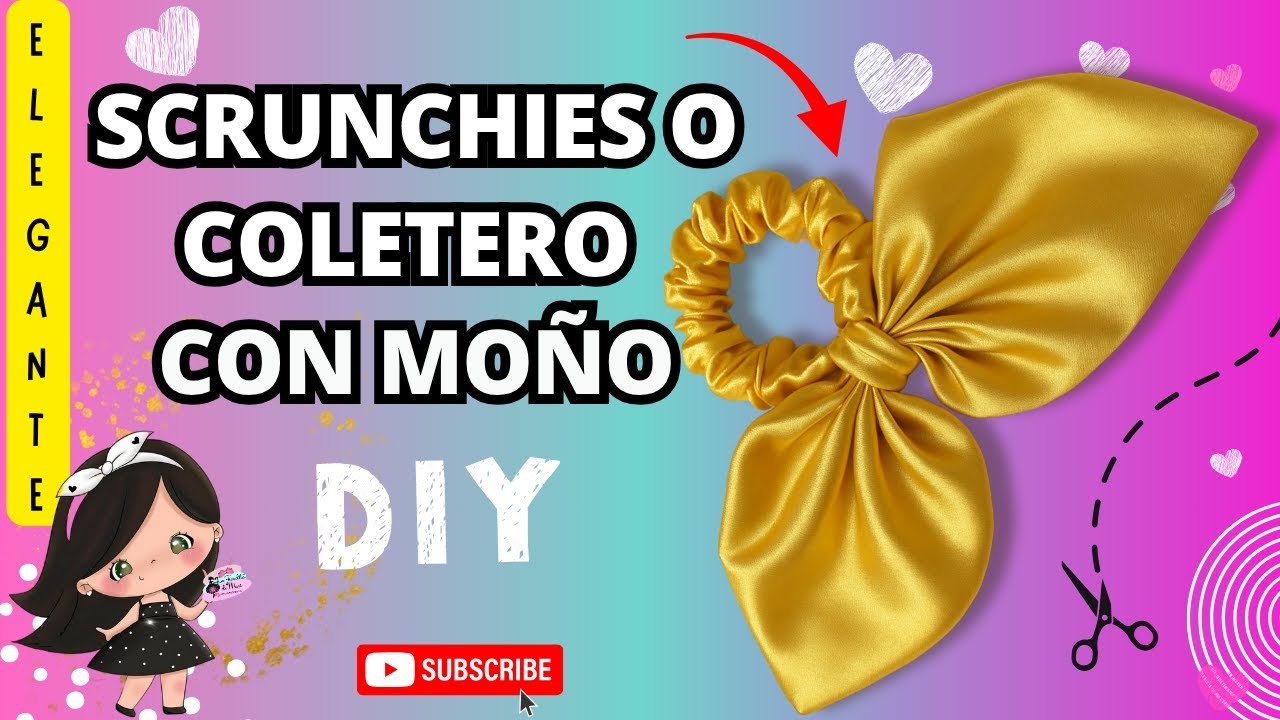 Como HACER un SCRUNCHIES o COLETERO con MOÑO Fácil, Bonito y Rápido |Tutorial paso a paso DIY