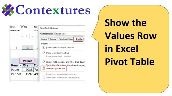 Show Values Row in Excel Pivot Table Headings