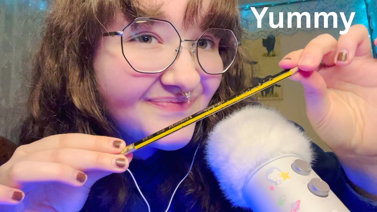 ASMR Pencil & Pen Nom's (chewing, wet mouth sounds, biting)