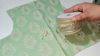 Gota Patti और Beads से बनाए Round Neck और Sleeves का ये खूबसूरत डिज़ाइन| Round Neck Design .