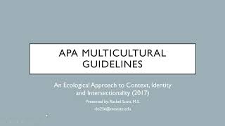 APA Multicultural Guidelines