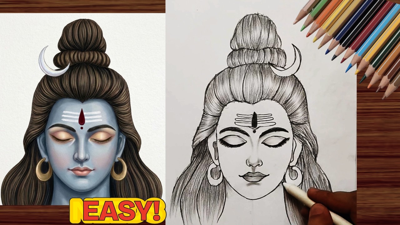How to Draw Lord Shiva Step by Step | Easy Mahadev Drawing for Beginners