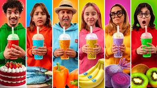 WE ONLY EAT FOOD THE COLOR OF OUR BUBBLE TEA WITH GIORGIA AND ALL OUR FRIENDS!