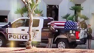 Las VEGAS Metro detective Justin Terry, casket prepared for procession to Henderson, NV Church.
