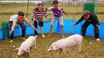 Hưng Troll | Thử Thách Bịt Mắt Bắt Lợn Nhận Tiền Thưởng 5 Triệu - Xem Đi Xem Lại 1000 Lần Vẫn Cười