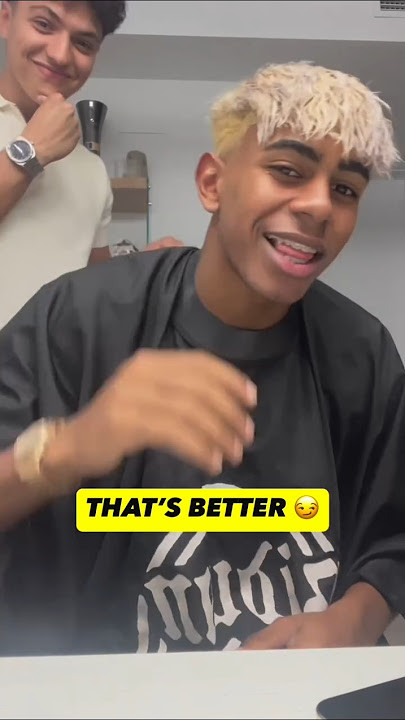Lamine Yamal’s Joyful Haircut Transformation! 🔥 #lamineyamal #hairstyle #barcelona