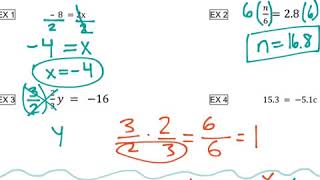 2.1 Notes: One-step Equations (Part 2)