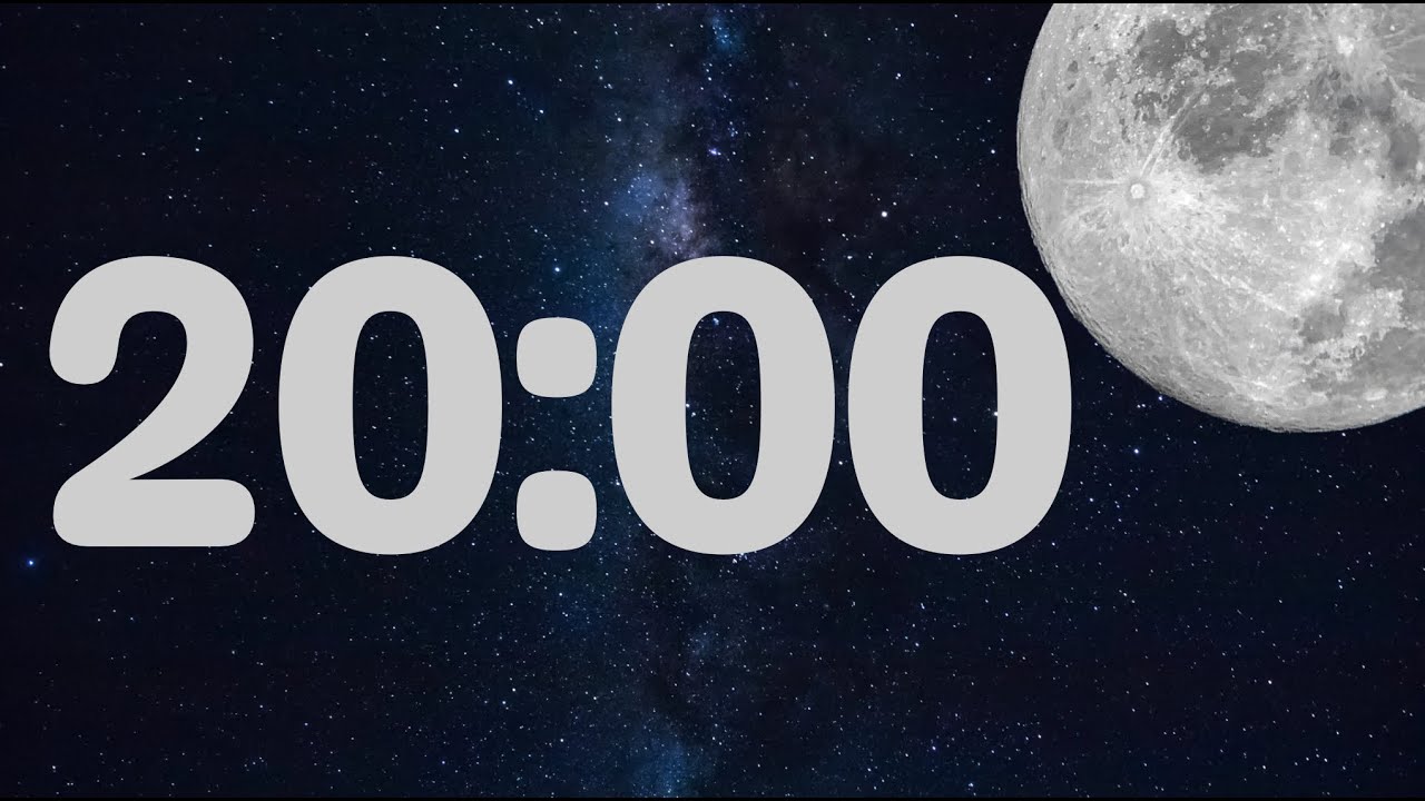 20 Minute Fun Moon Classroom Timer (No Music, Space Synth Alarm at End ...