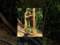 Building a Log House on the Mountain Slope, Living a Simple Life in the Woods / Survival / Camping