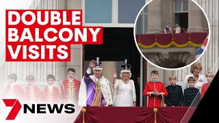 The King and Queen surprise crowds by appearing twice in the Buckingham Palace balcony | 7NEWS
