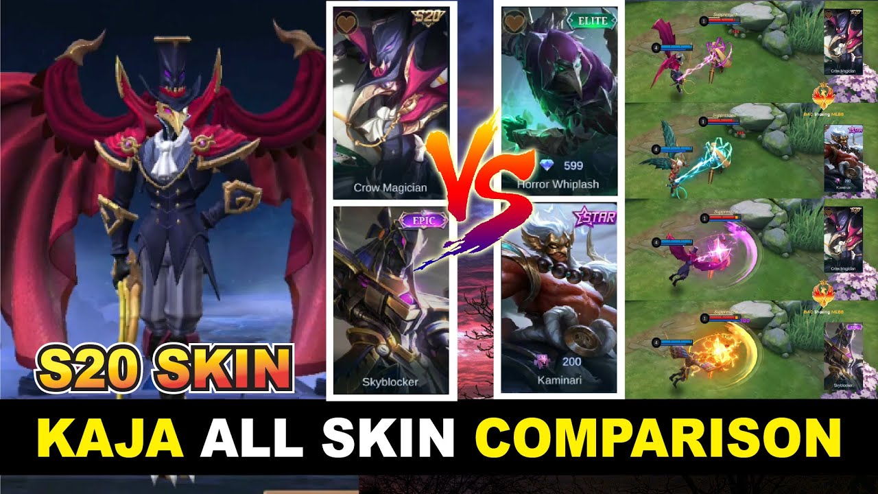KAJA Crow Magician ALL SKIN COMPARISON (Mystery Skin) VS Skyblocker | Horror Whiplash |Kaminari 2021