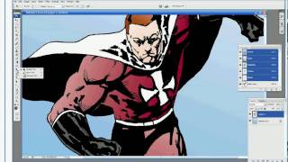 Coloring Comics in Photoshop Tutorial, Part 3, Adding shadows with lasso and grads