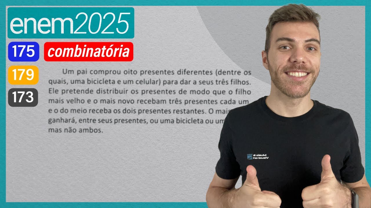 ENEM 2025 - Um pai comprou oito presentes diferentes (dentre os quais, uma bicicleta e um celular)