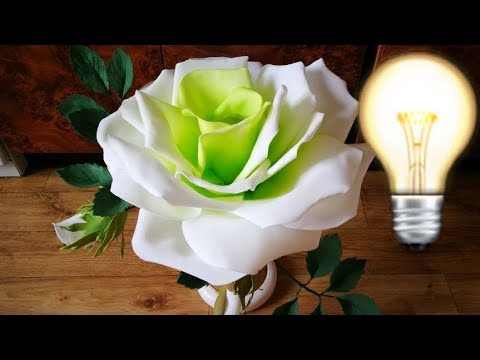 Вторая жизнь настольной лампы: роза светильник из фоамирана. ЧАСТЬ 2 ...