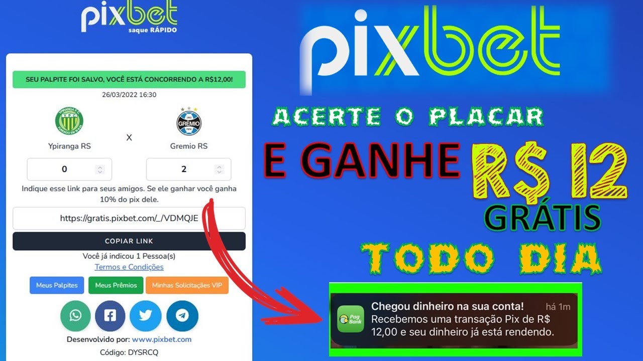 PIXBET, GANHE R$12 TODOS OS DIAS [VIA PIX], SEM INVESTIR