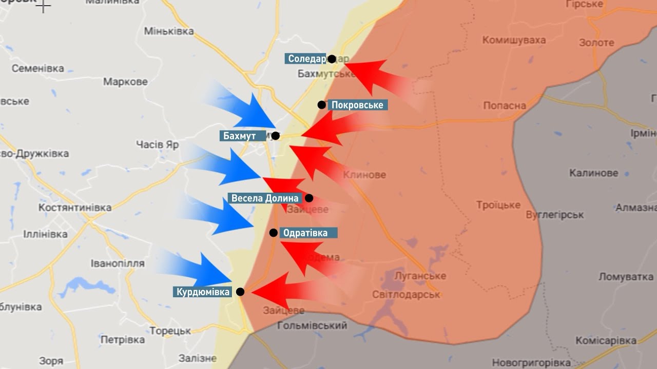 Карта украины соледар и бахмут
