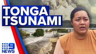Communications down and toxic air after Tonga volcano erupts | 9 News Australia)