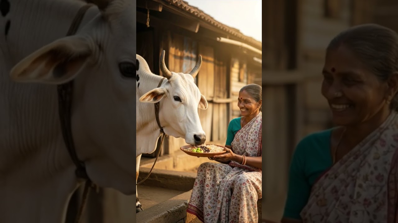Cow Feed In A Plate With Women
