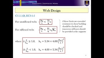 ADVANCE STRUCTURAL STEEL DESIGN (ECS571):(Lecture Video part 3:design of plate girder)