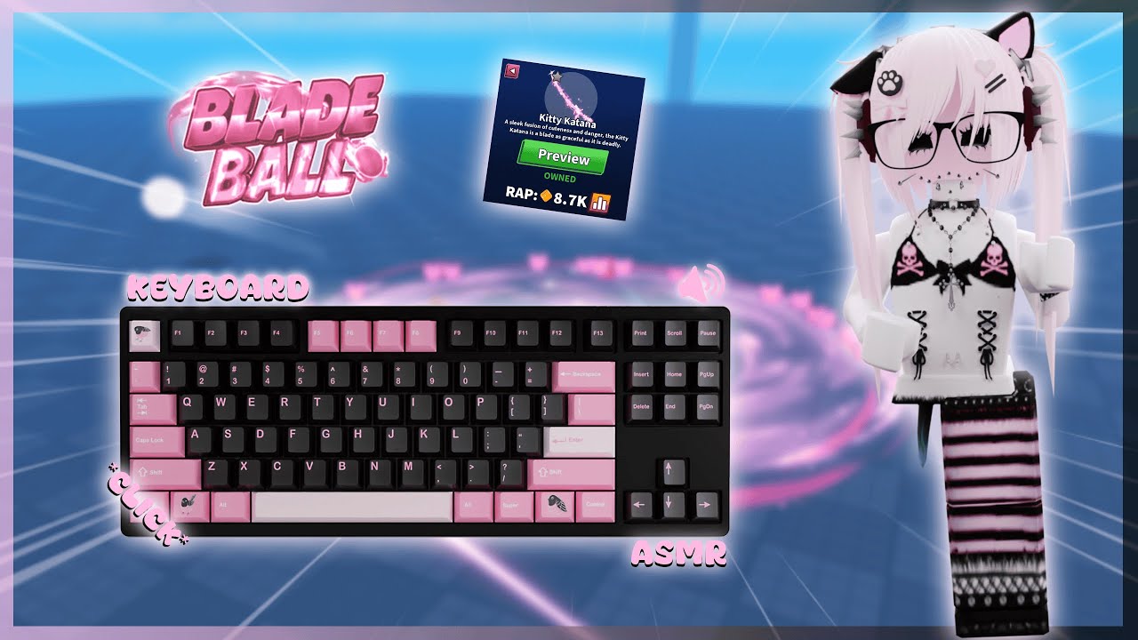 Blade Ball Keyboard ASMR with KITTY KATANA