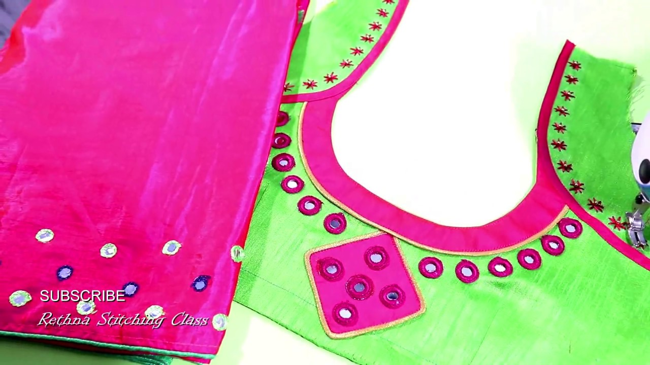 Beautiful hand embroidered  mirror work blouse for fancy saree