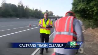 Caltrans picks up trash along freeways