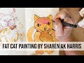 Whimsical Fat Cat Painting by Sharen AK Harris