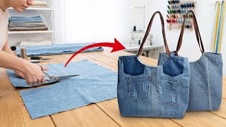 30 Minutes! From Old Jeans To A New Stylish DIY Bag | DIY Denim Bags