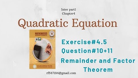 Exercise#4.5/Question#10+11 factor and Remainder Theorem inter part1 @learningpoint4132