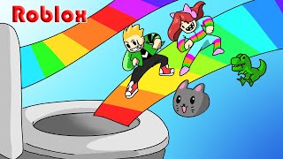 เล่นสไลด์เดอร์สีสายรุ้งพุ่งลงท่อ - Roblox Rainbow Slide Parkour Obby [vaha555]