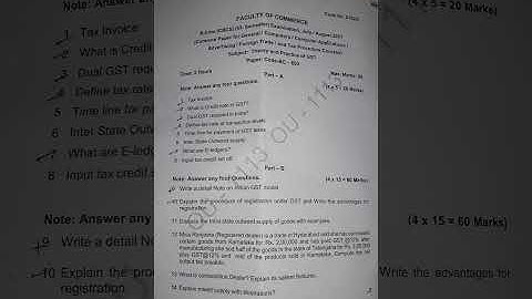 B.com  question paper of Theory and Practice of GST ||6th semester july/Aug 2021||
