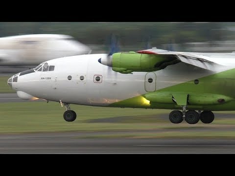 Green Cavok Air Antonov AN12 Evening Landing at Prestwick Airport