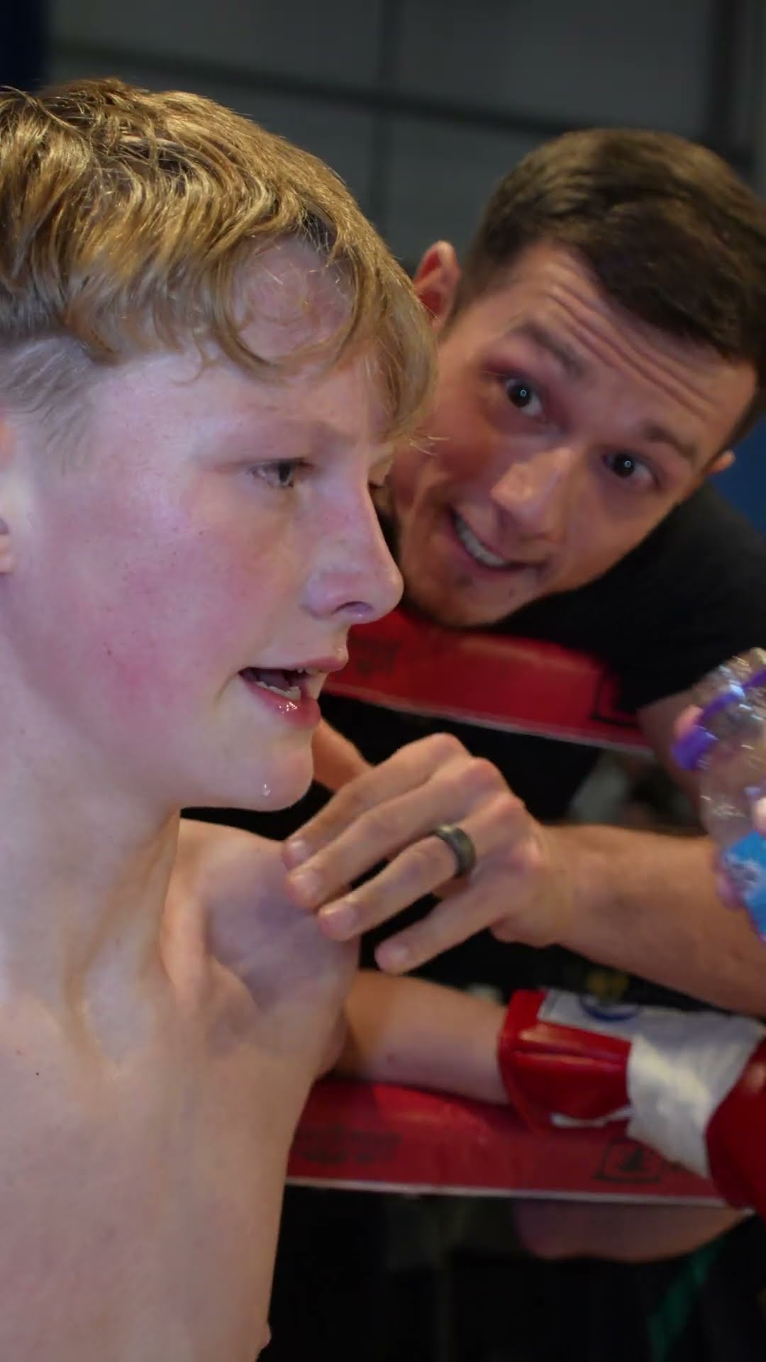 Young Muay Thai star Karter Bond in the corner with Lewis Taylor and Dan McGowan.