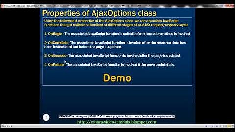 Part 95   OnBegin, OnComplete, OnSuccess and OnFailure properties of AjaxOptions class